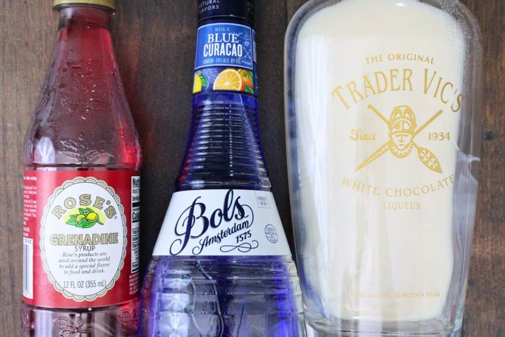 ingredients to make red white and blue shots