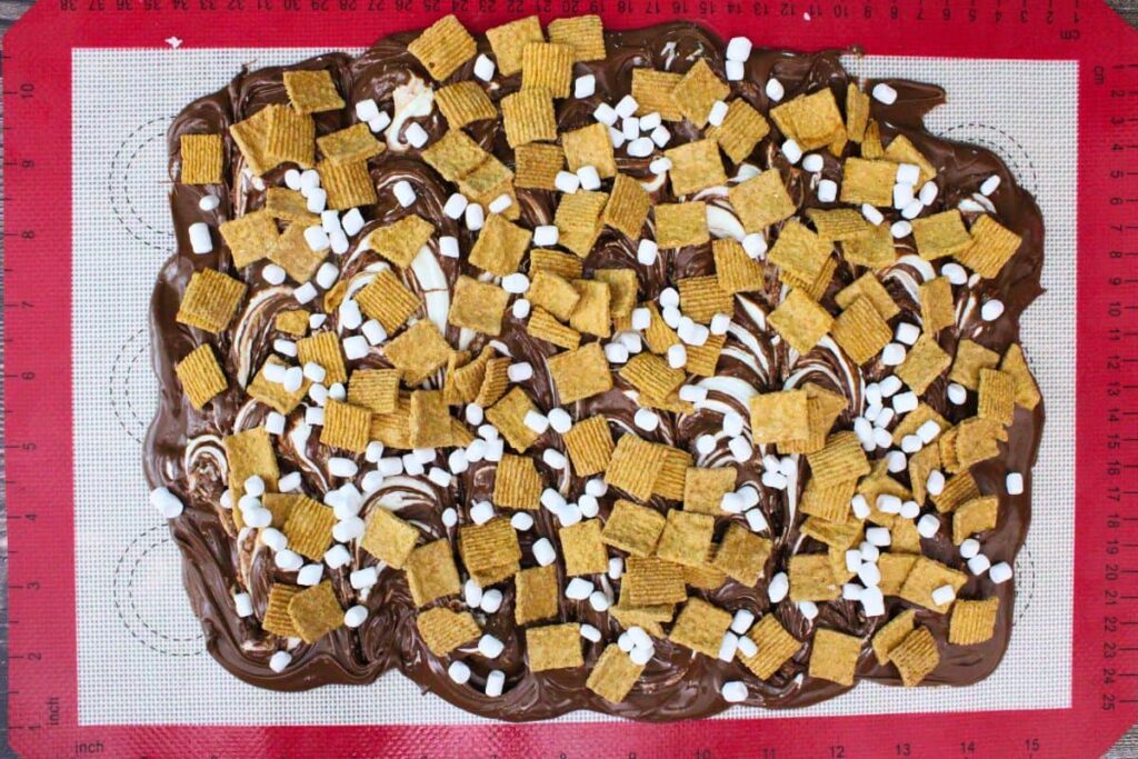 top bark with golden grahams and marshmallow bits