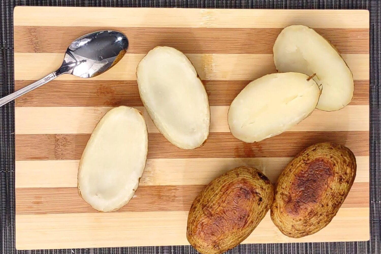 scoop out the inside of the potatoes