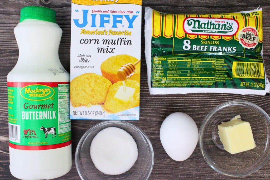 ingredients to make corn dog muffins