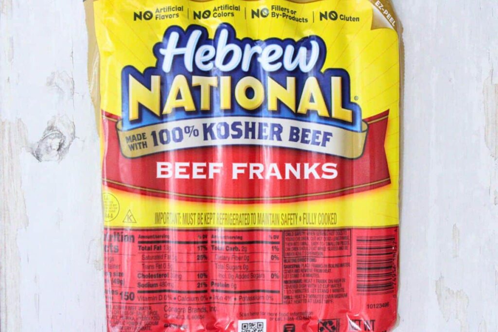package of hebrew national hot dogs ready for the air fryer