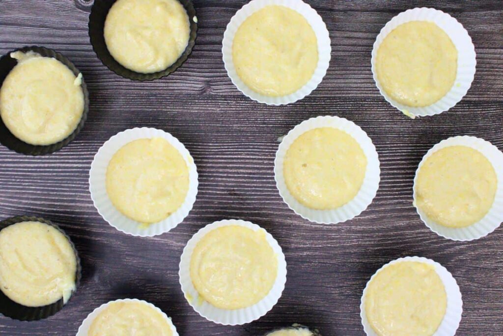 pour cornbread mixture into muffin cups