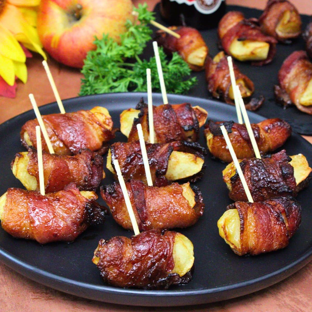 Bacon Wrapped Apples with Hot Honey