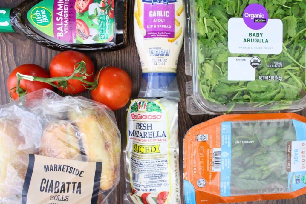 ingredients to make caprese sandwich