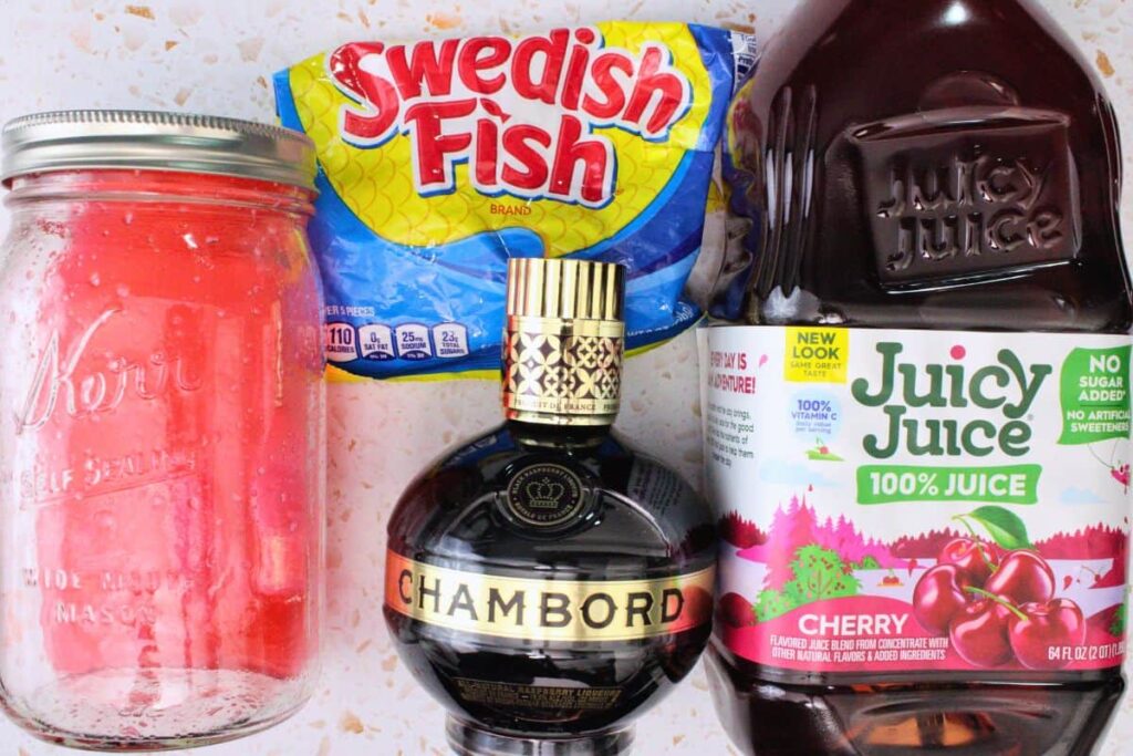 ingredients to make swedish fish cocktail