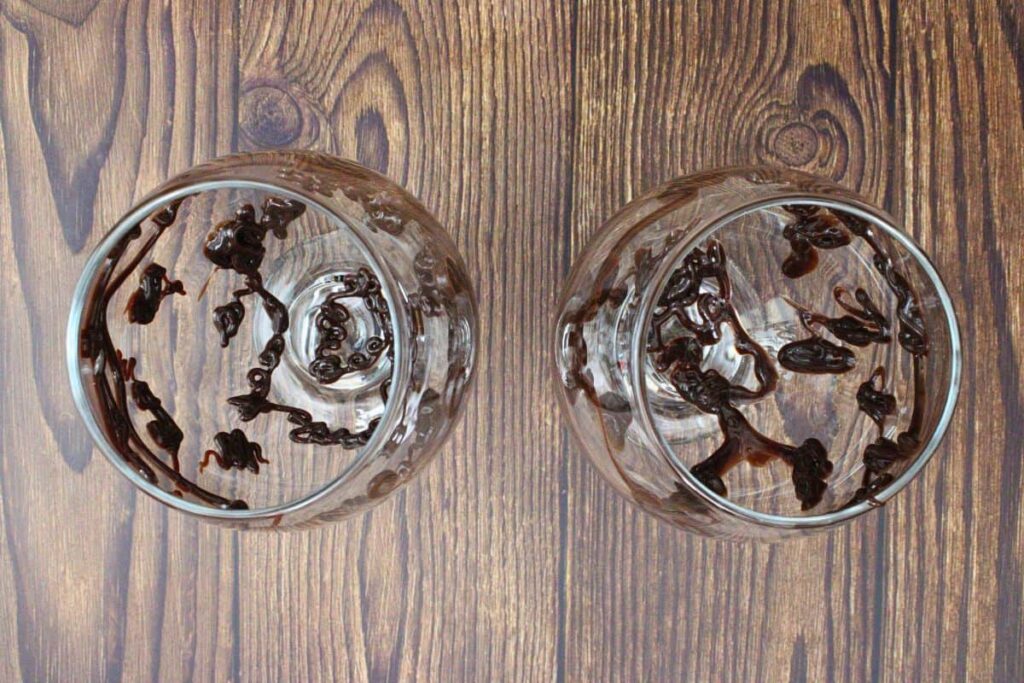 drizzle bottom and inside of glass with chocolate syrup