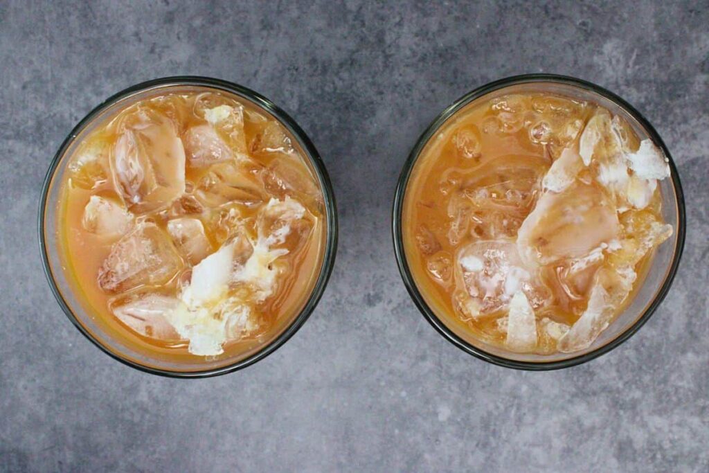 add ice and milk over black tea