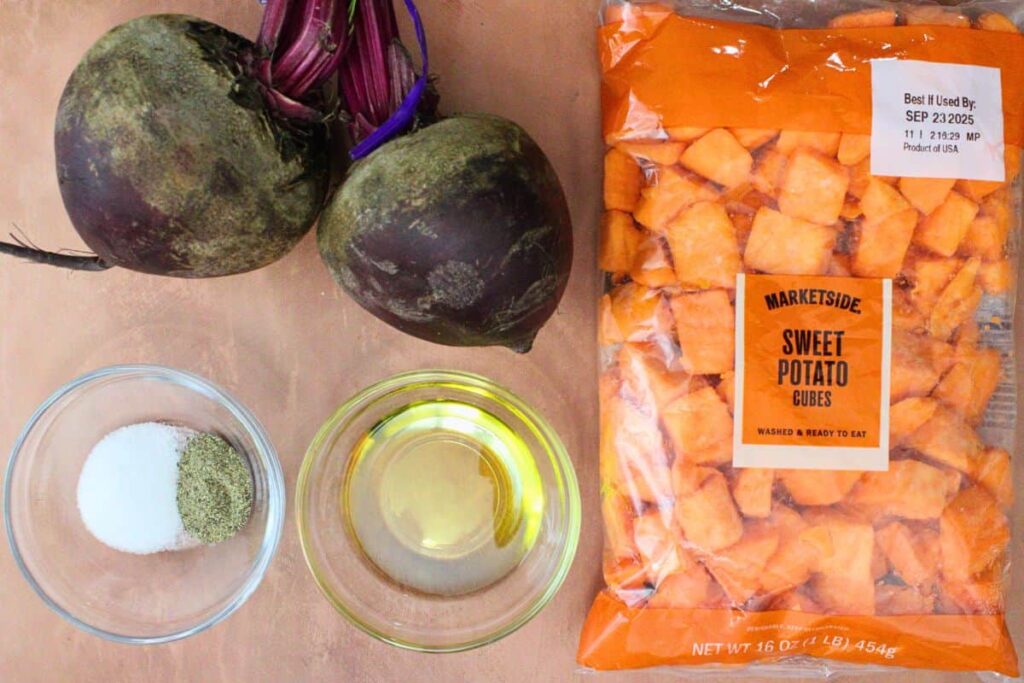 air fryer beets and sweet potatoes ingredients