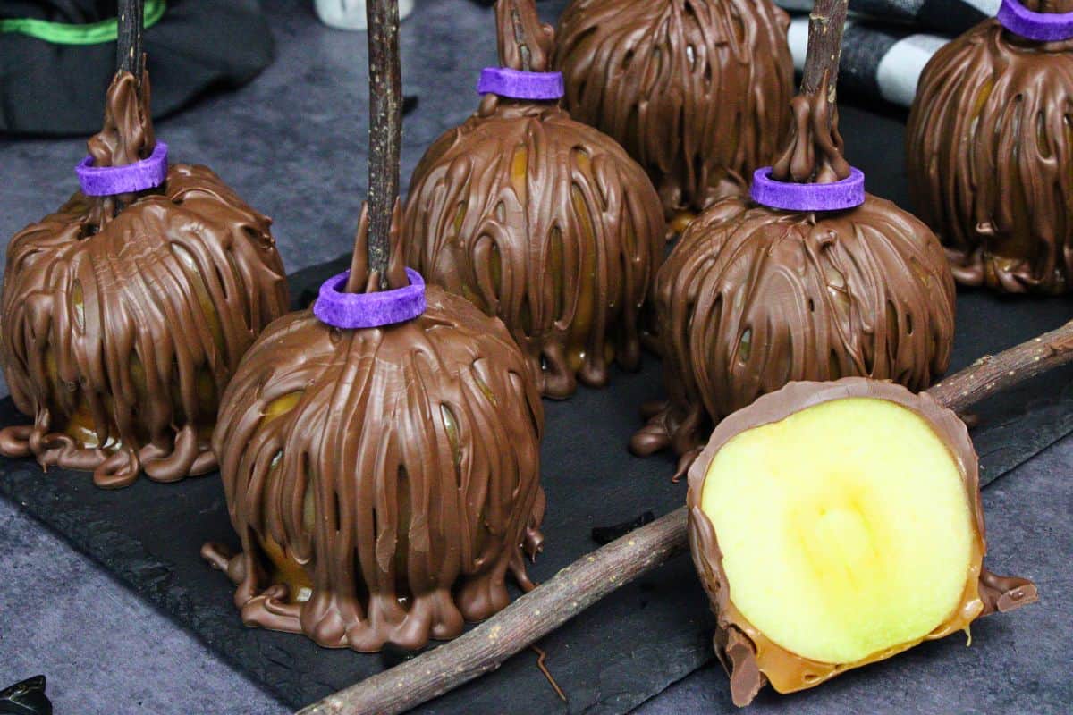 Caramel Apple Witch Broomsticks: No Bake Halloween Treat! - Dinners Done  Quick, image size:1200x800