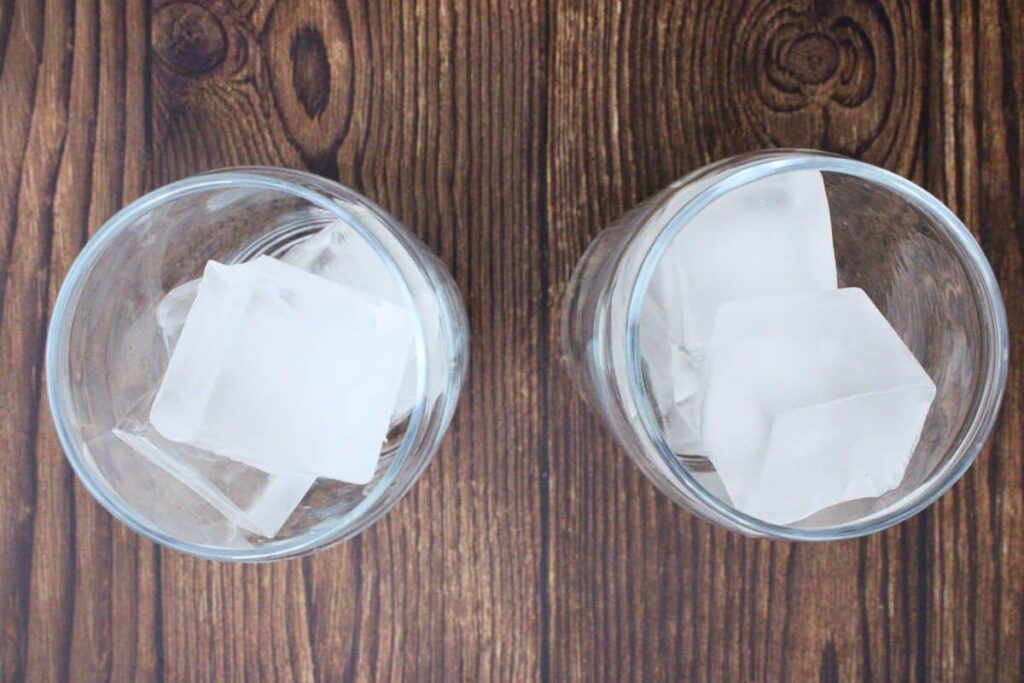 fill highball glass with ice for chocolate crown and cherry coke