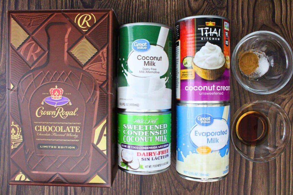 ingredients to make chocolate coquito