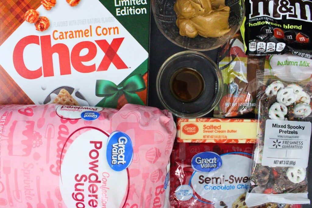 ingredients to make halloween puppy chow