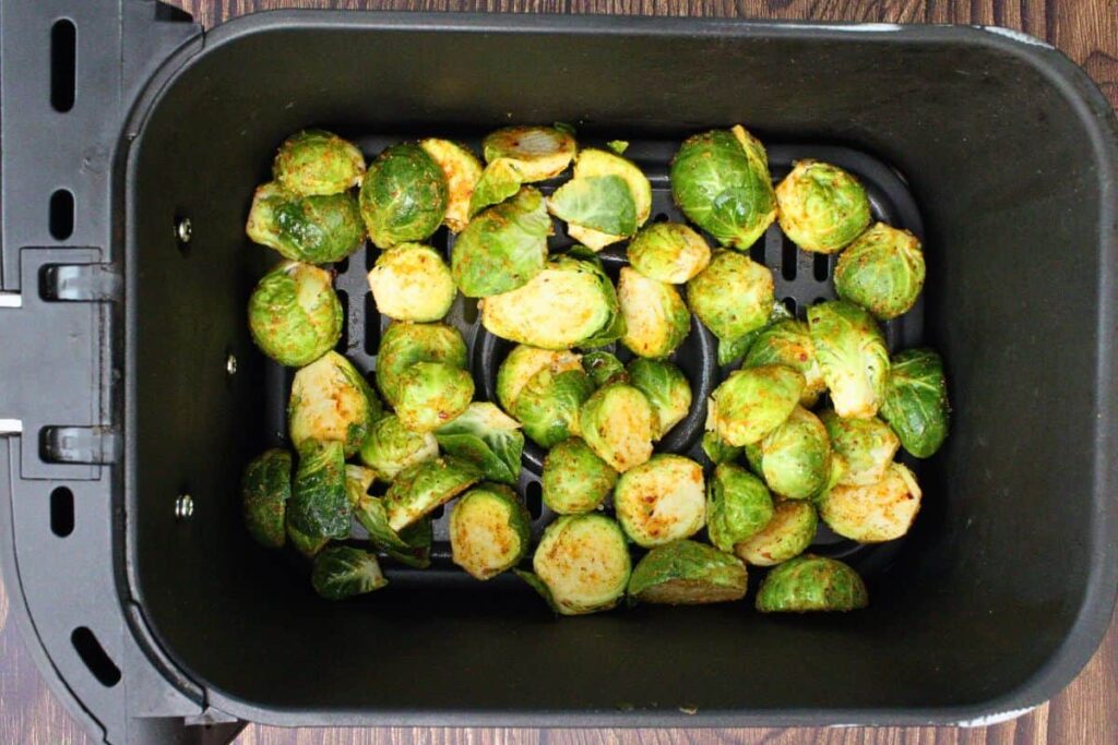 add seasoned brussel sprouts to air fryer