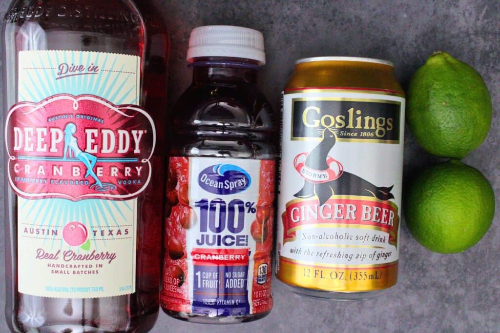 ingredients to make cranberry moscow mule