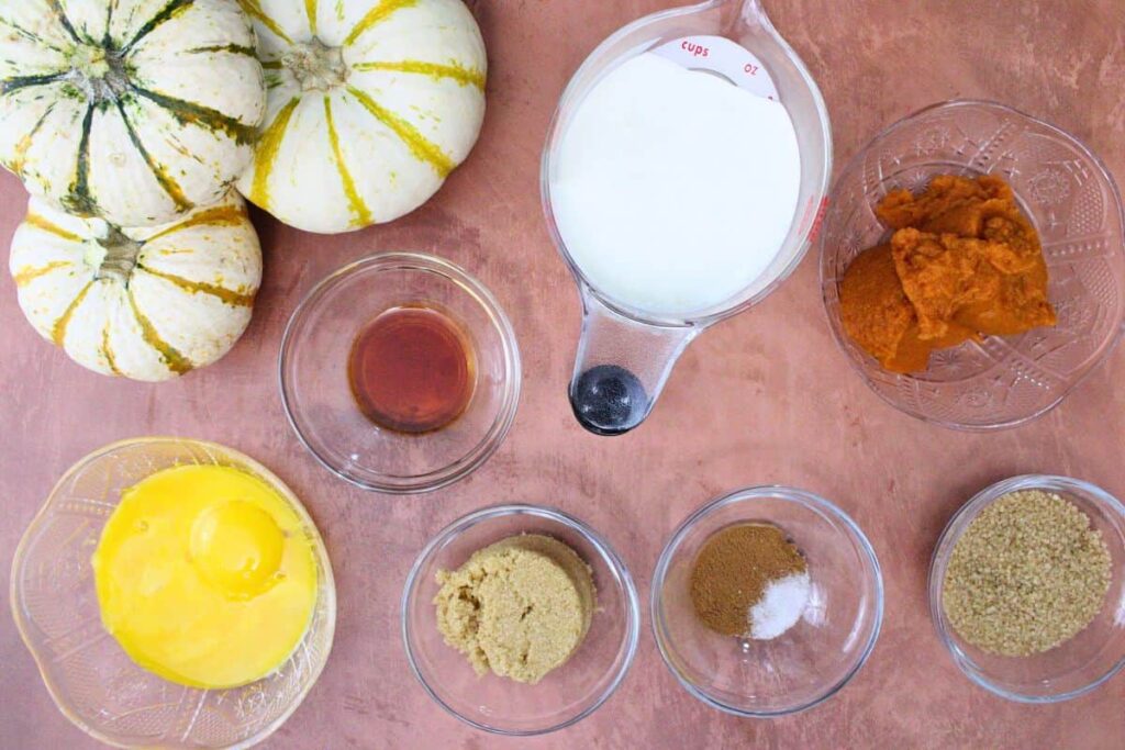 ingredients to make pumpkin creme brulee