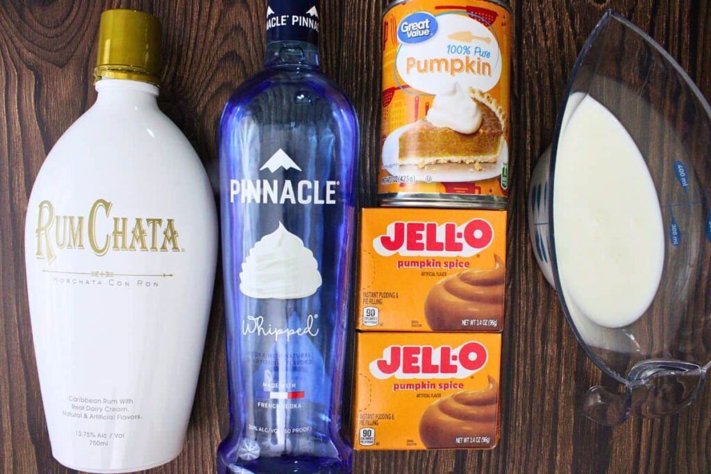 ingredients to make pumpkin pie pudding shots