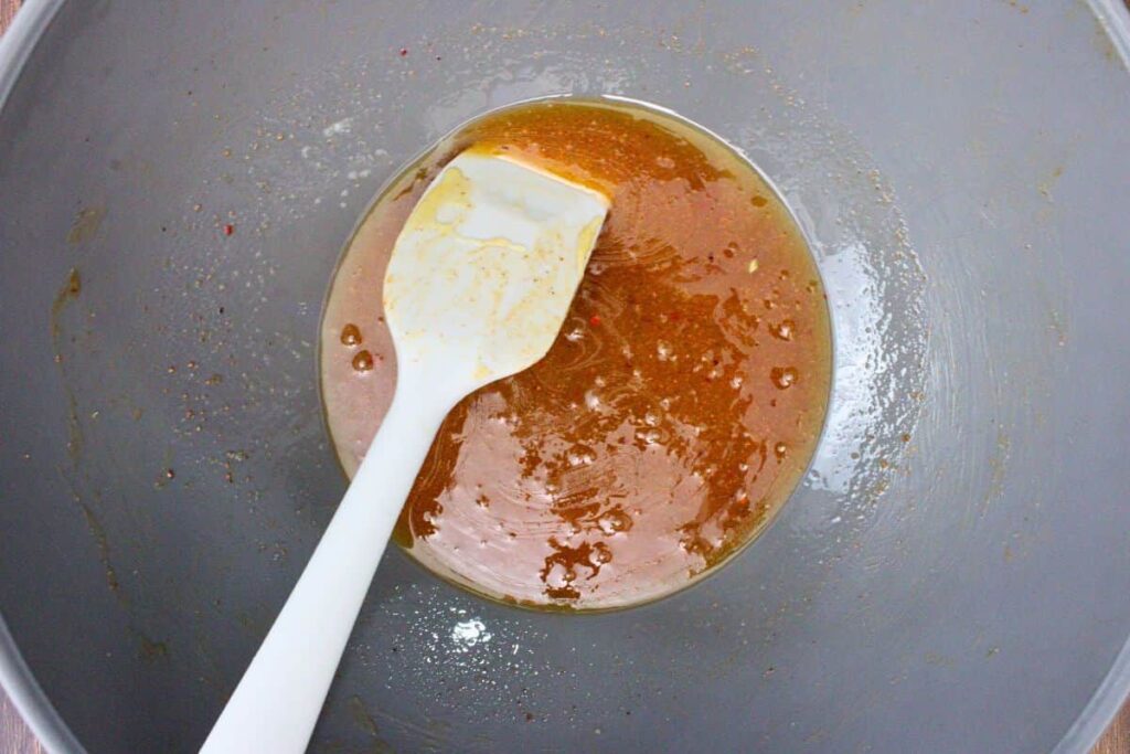 melt remaining butter and add honey, sugar, and remainder of seasoning