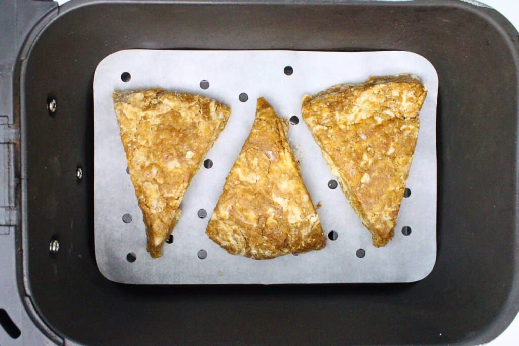 place gingerbread scones in air fryer basket