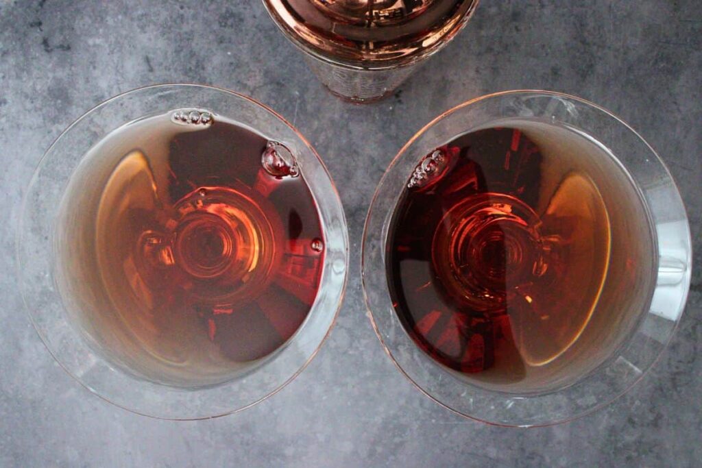 shake until chilled and strain cranberry martini into glass