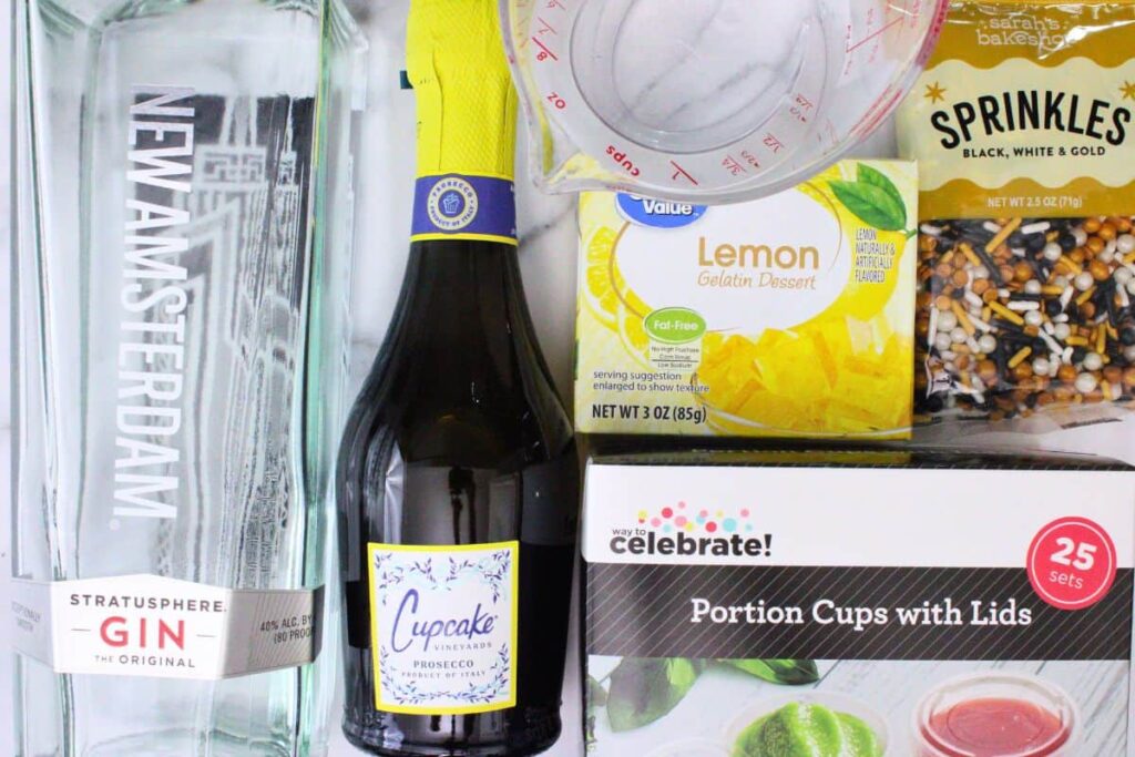 ingredients to make french 75 jello shots