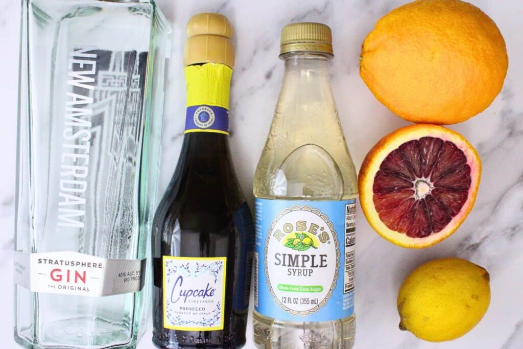 ingredients to make blood orange french 75