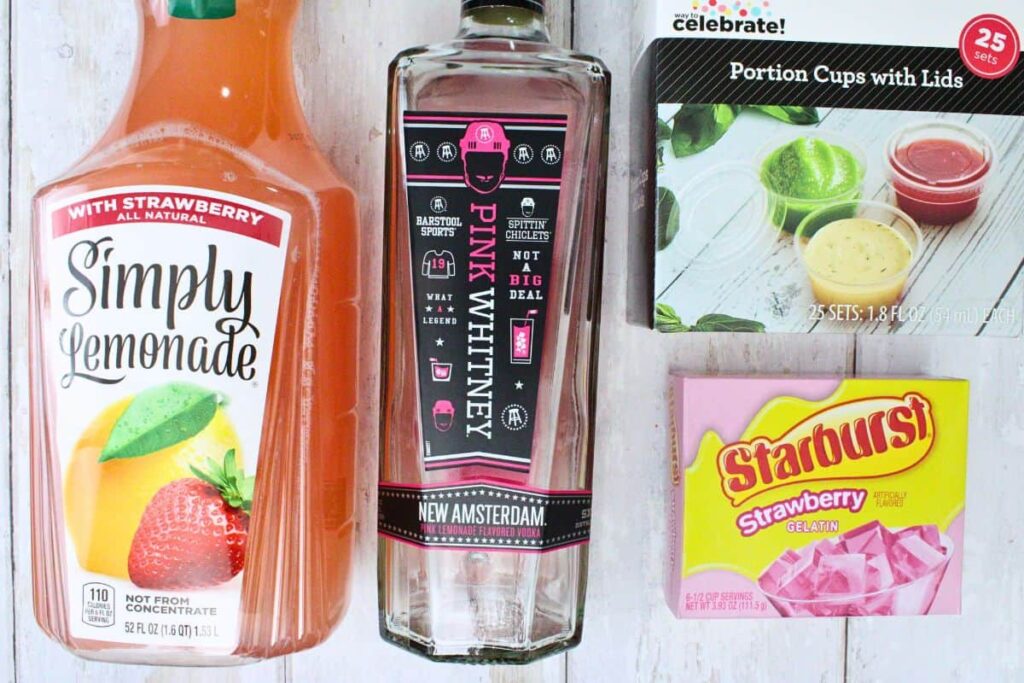 ingredients to make pink whitney jello shots