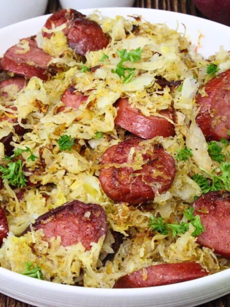 kielbasa and sauerkraut recipe dinners done quick featured image