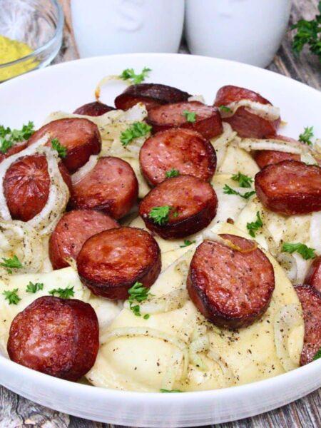kielbasa and pierogies recipe dinners done quick featured image