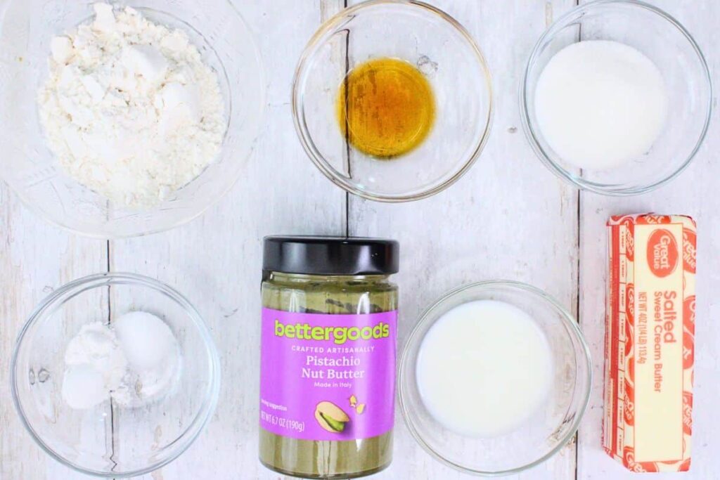 ingredients to make pistachio mug cake
