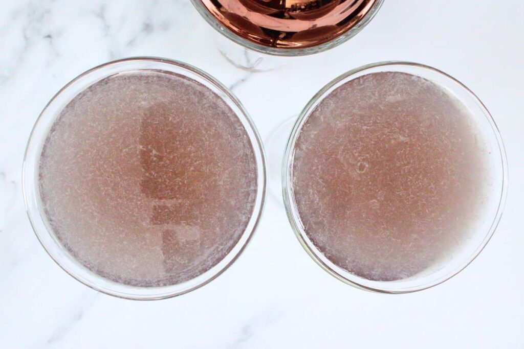 shake lavender bees knees until honey is incorporated and strain into chilled glass
