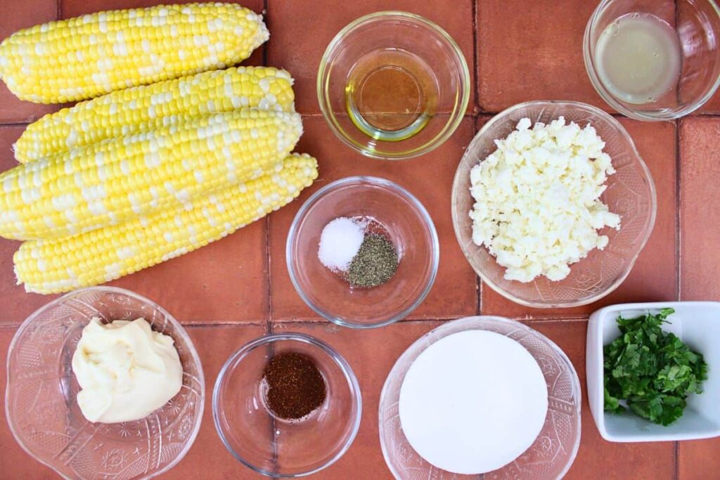 ingredients to make air fryer mexican street corn
