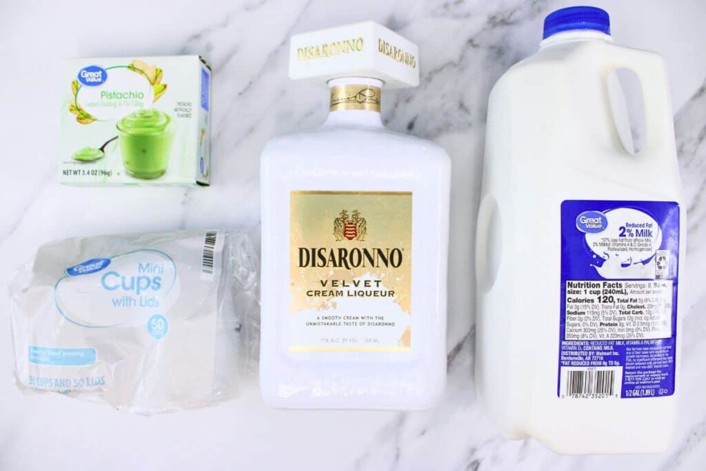 ingredients to make pistachio pudding shots