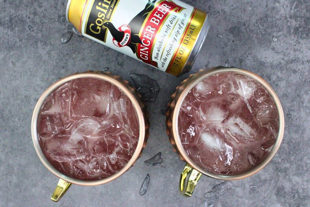 top watermelon mule with ginger beer and stir
