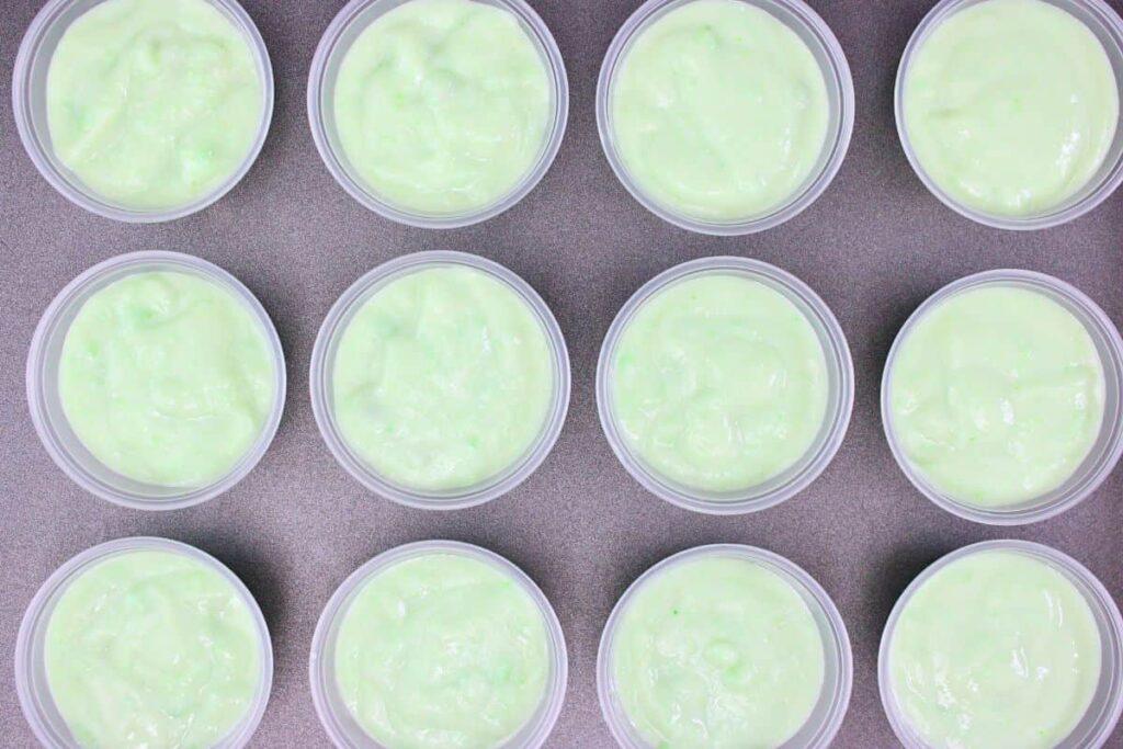 transfer pistachio pudding shots to portion cups