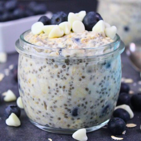 blueberry white chocolate overnight oats recipe dinners done quick featured image