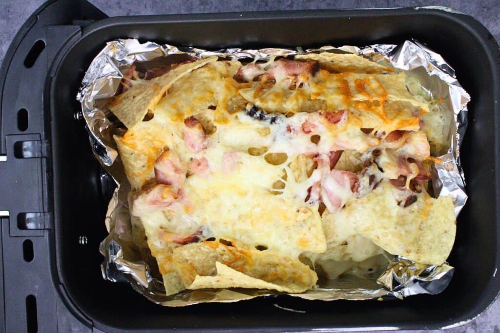 cook air fryer turkey nachos until cheese is melted
