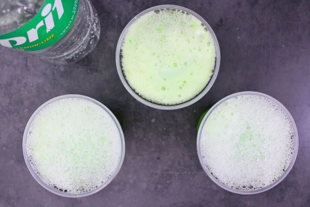fill frankenstein floats cup with green hawaiian punch and sprite