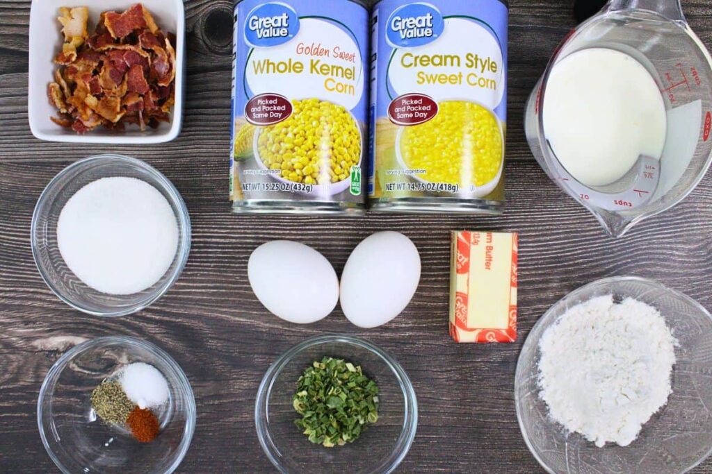 ingredients to make corn pudding
