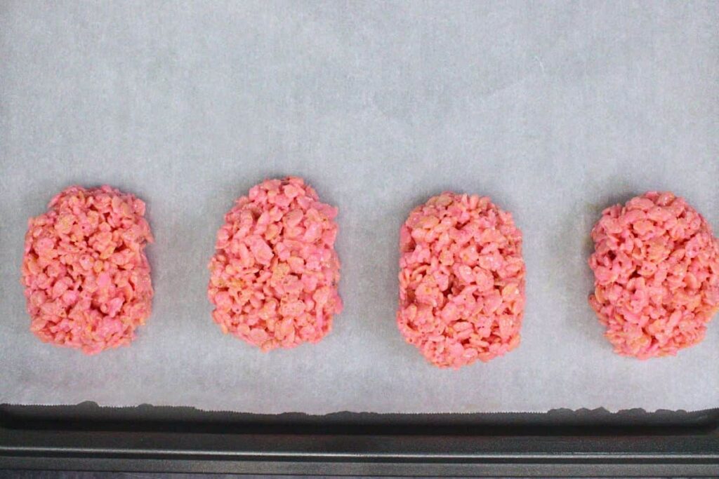 scoop and mold rice krispie mixture into general brain shape