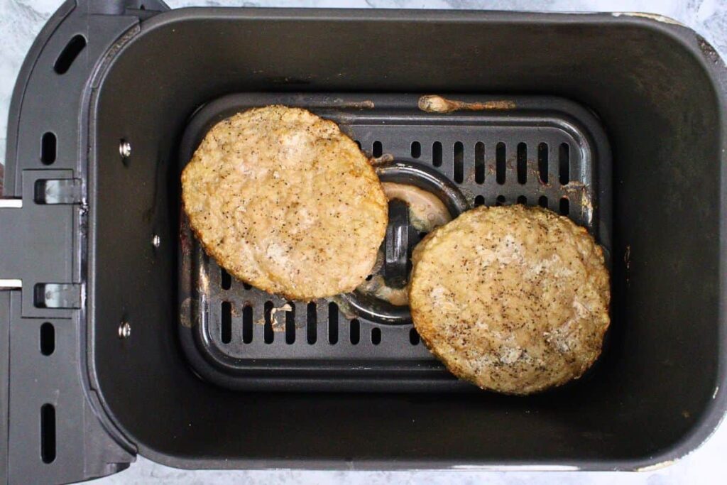 air fry trader joes turkey burgers until center reaches 165F