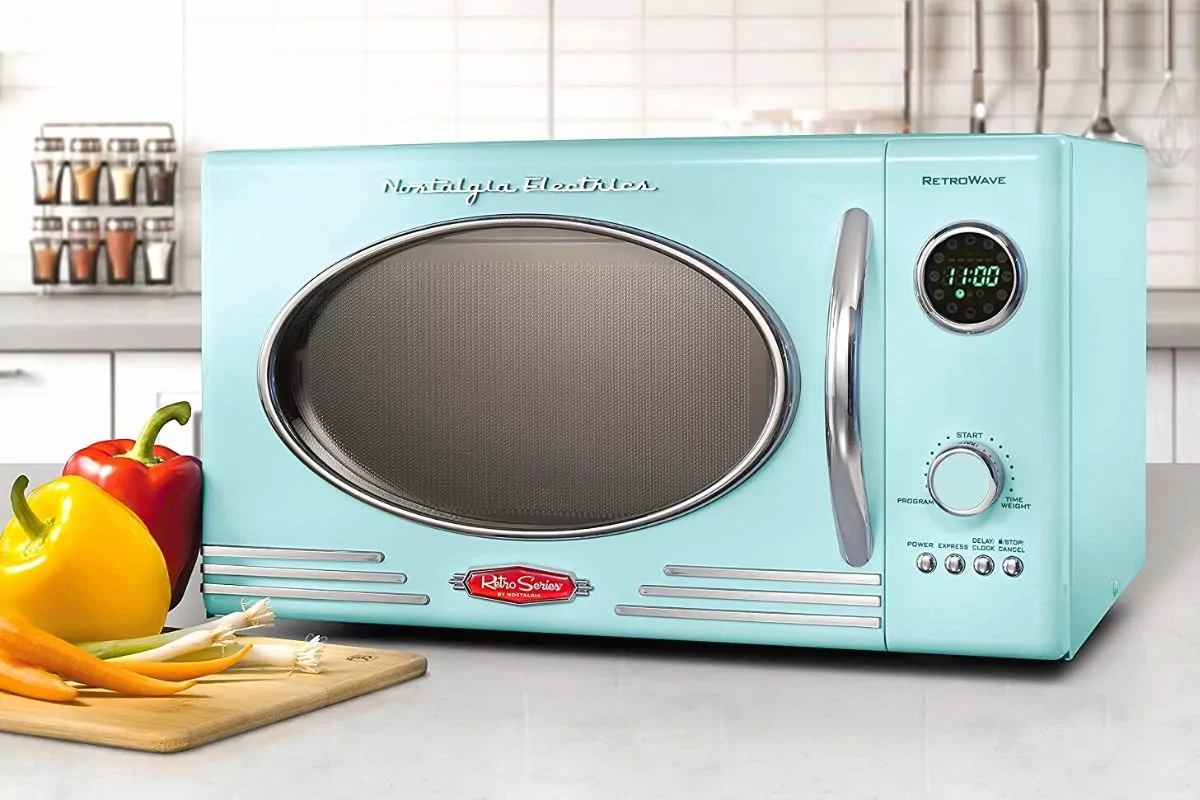 nostalgia retro microwave oven light blue color