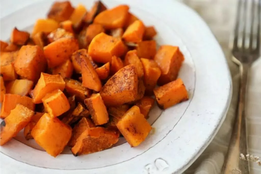 easy air fryer roasted butternut squash plantbasedwithamy