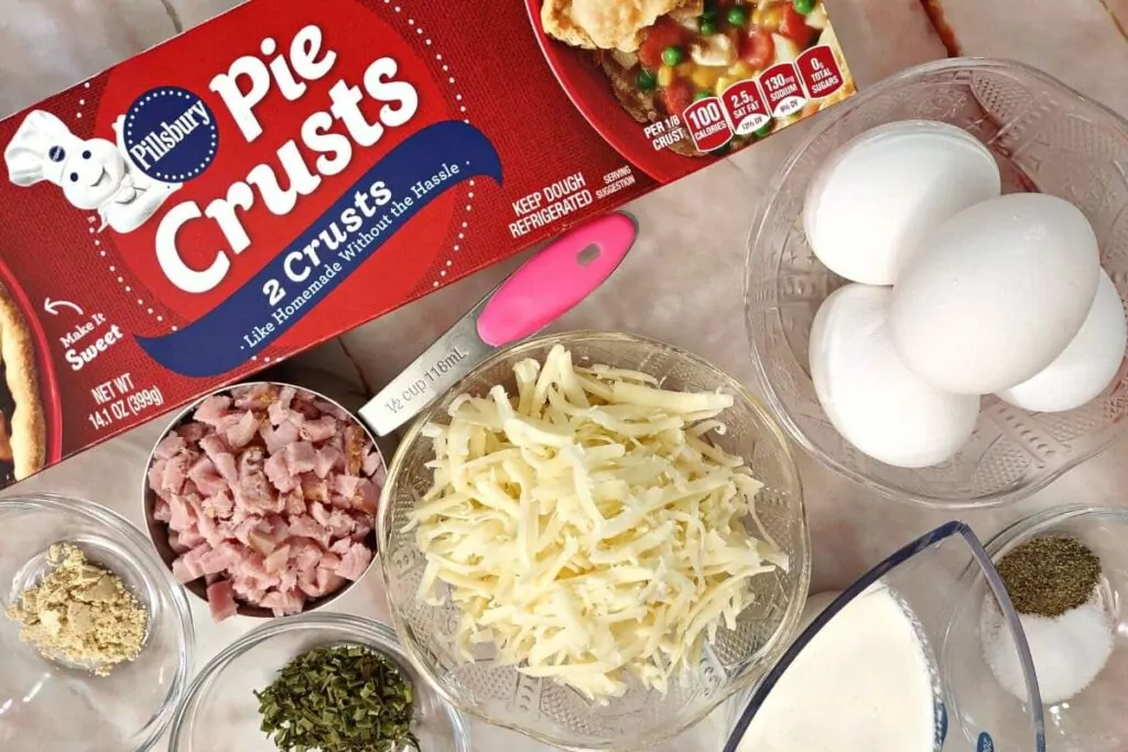 ingredients to make mini ham and cheese quiche in the air fryer