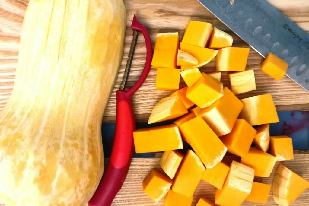 peel, seed, and cube butternut squash