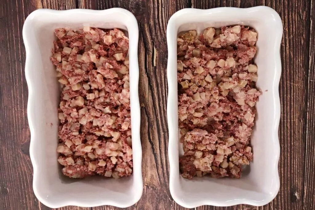 add corned beef hash to oven safe baking dish