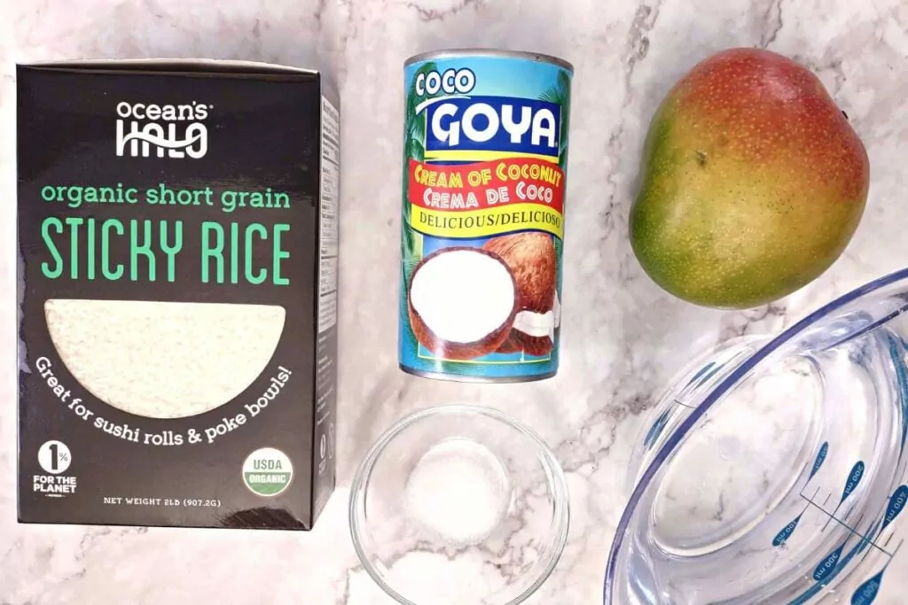microwave coconut mango sticky rice ingredients