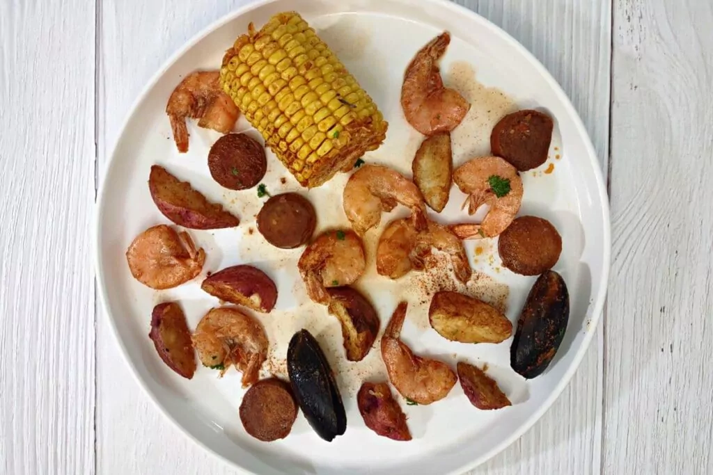 now place seafood on your plate