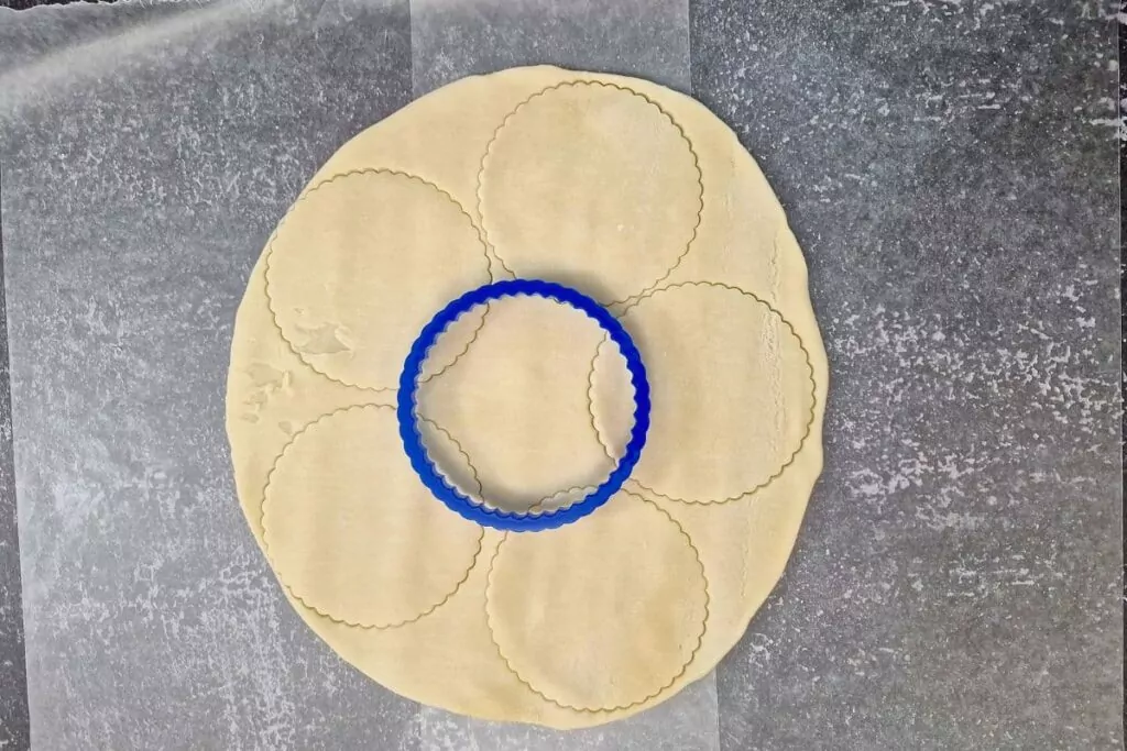 cut even circles out of the pie dough