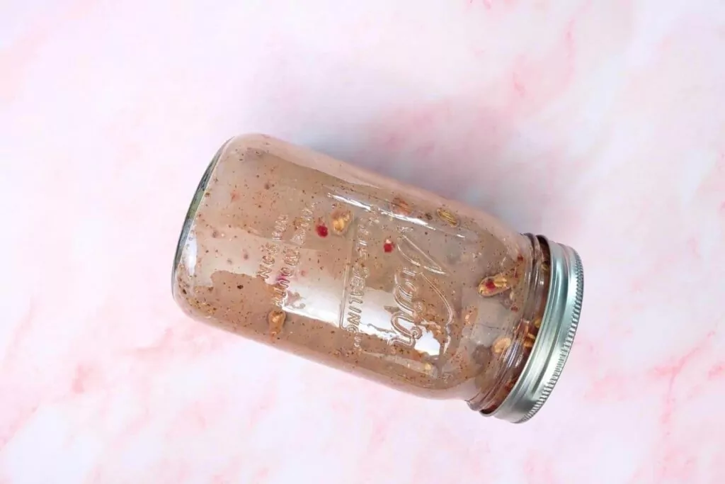 after adding raspberry and chocolate ingredients shake jar to mix