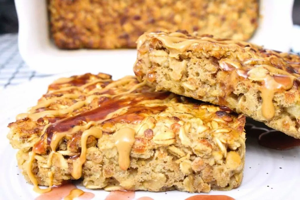 soft and chewy peanut butter and jelly air fryer baked oatmeal